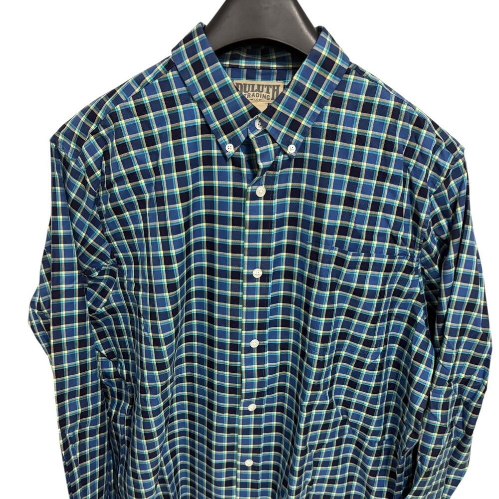 Duluth Trading Checkered Shirt Mens XL Plaid Button Down Long Sleeve